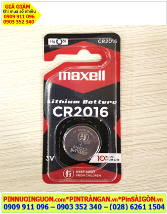Maxell CR2016, Pin 3v Lithium Maxell CR2016 chính hãng, Xuất xứ NHẬT (Vỉ ĐEN 01viên)